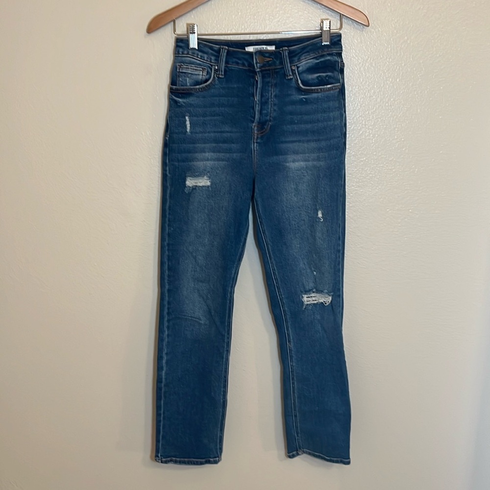 Forever 21 Blue Distressed Button Fly Jeans